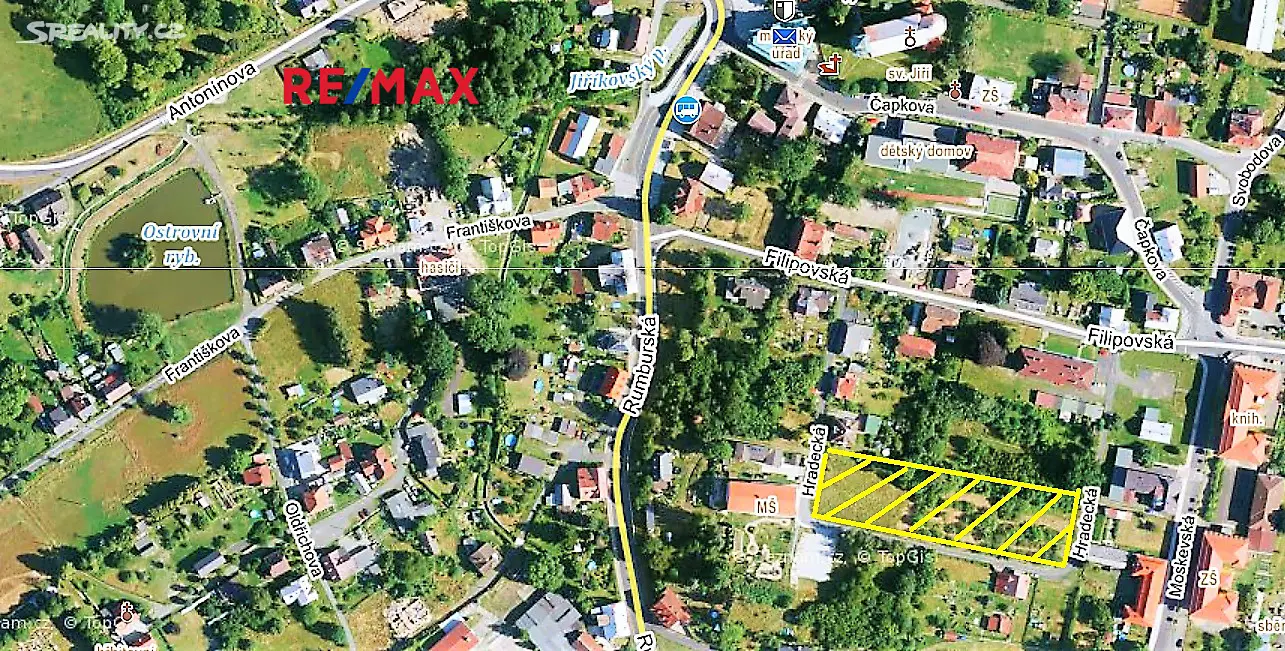 Prodej  stavebního pozemku 4 313 m², Hradecká, Jiříkov - Starý Jiříkov