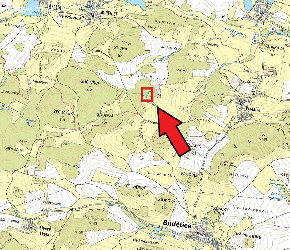 Prodej  lesa 1 691 m², Nalžovské Hory - Miřenice, okres Klatovy