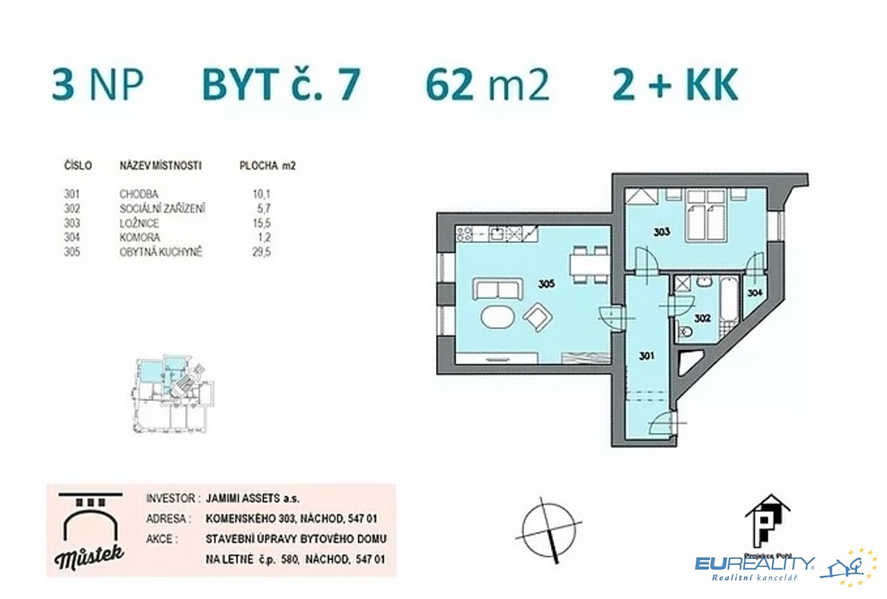 Pronájem bytu 2+kk 64 m², Na Letné, Náchod
