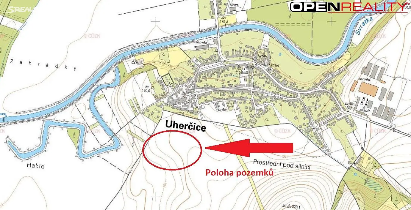 Prodej  stavebního pozemku 6 212 m², Uherčice, okres Břeclav