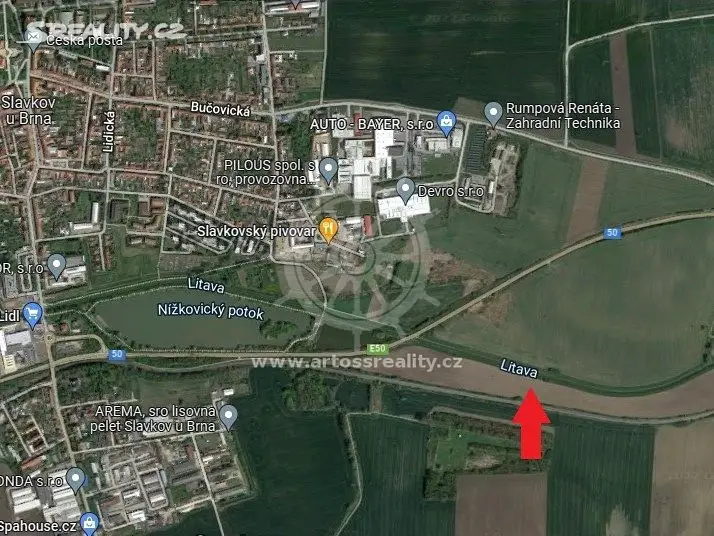 Prodej  pole 1 001 m², Slavkov u Brna, okres Vyškov