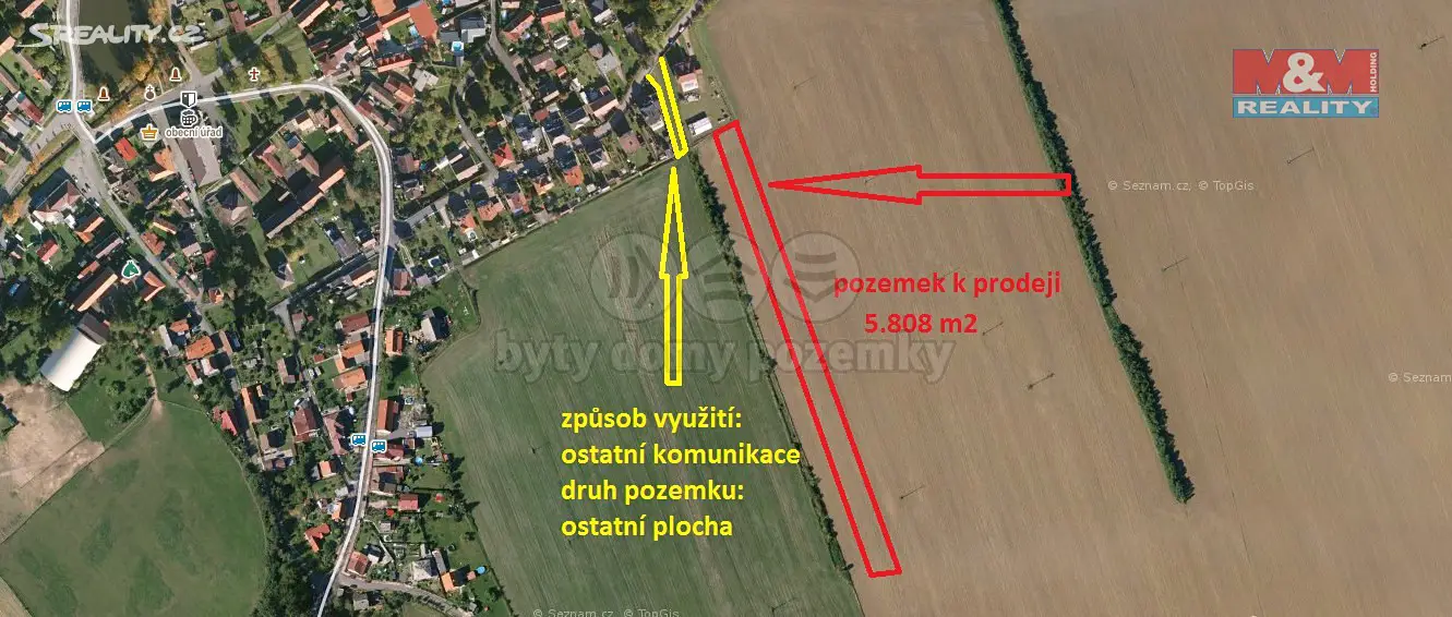 Prodej  stavebního pozemku 5 808 m², Rpety, okres Beroun