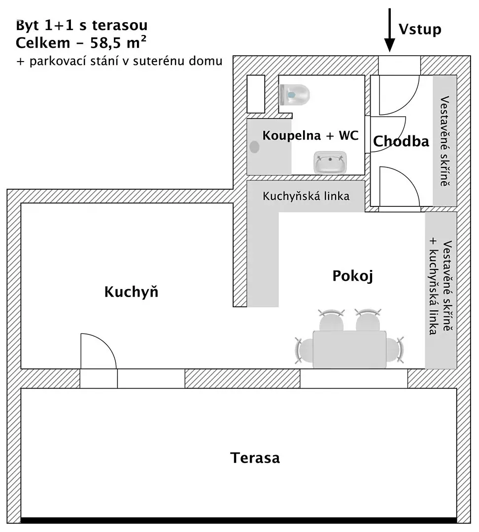 Pronájem bytu 1+1 58 m², Wolkerova, Olomouc
