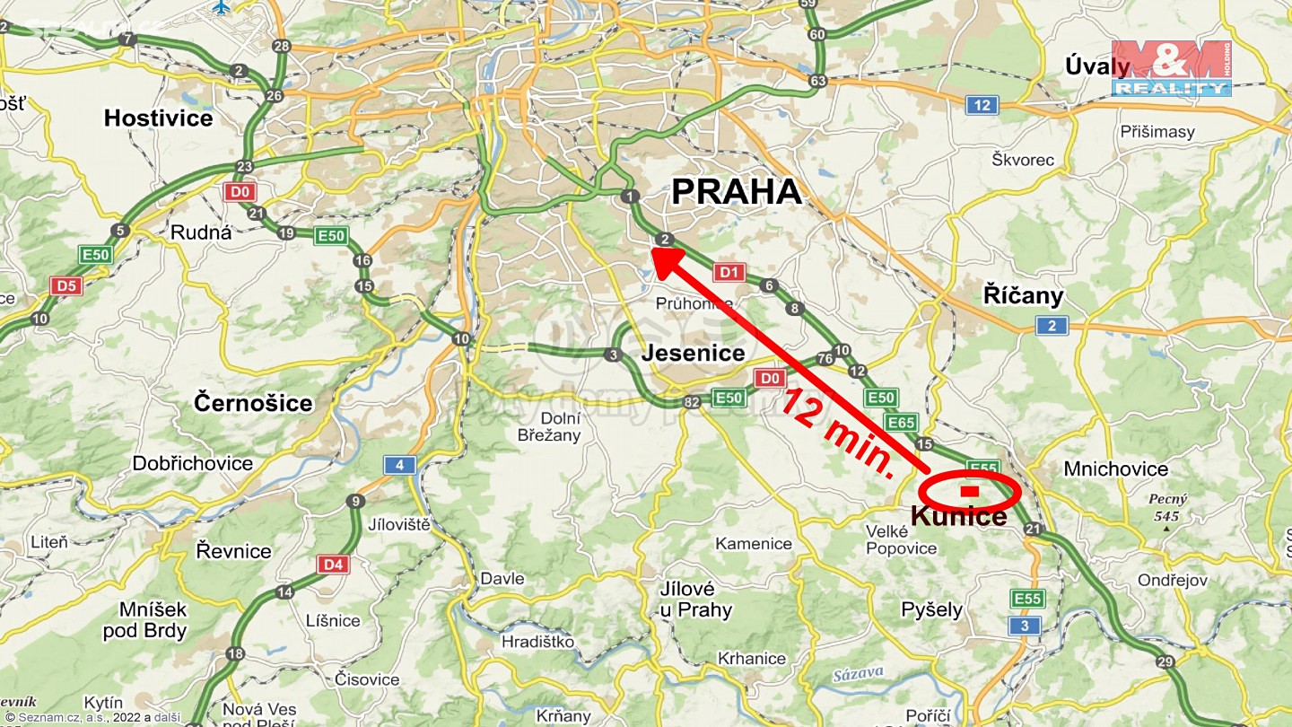 Prodej  stavebního pozemku 1 489 m², Kunice, okres Praha-východ