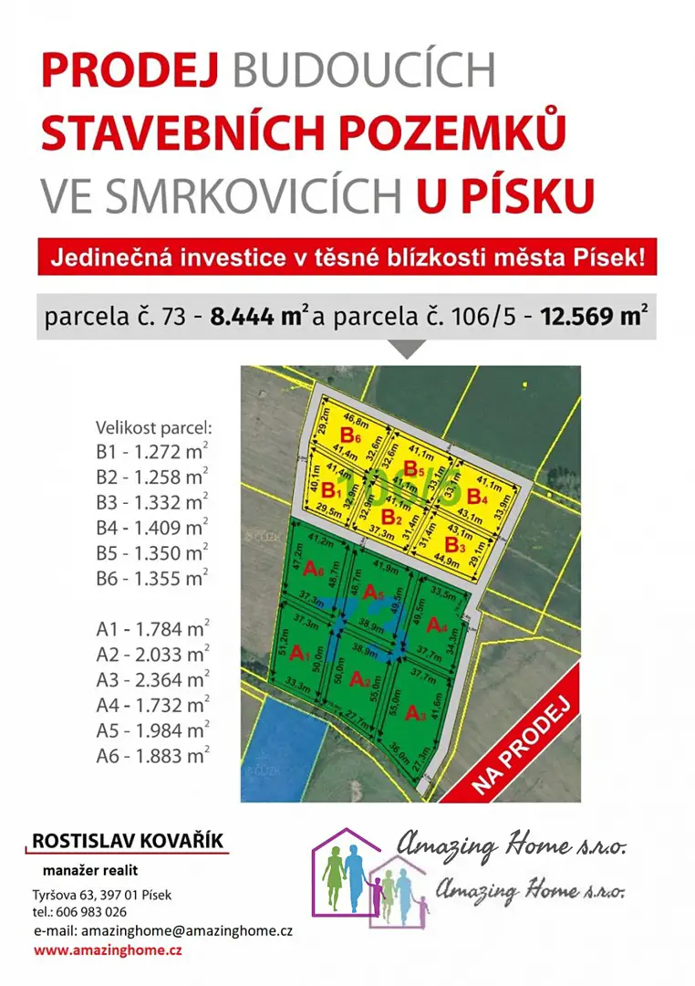 Prodej  stavebního pozemku 8 444 m², Salátová, Písek - Smrkovice