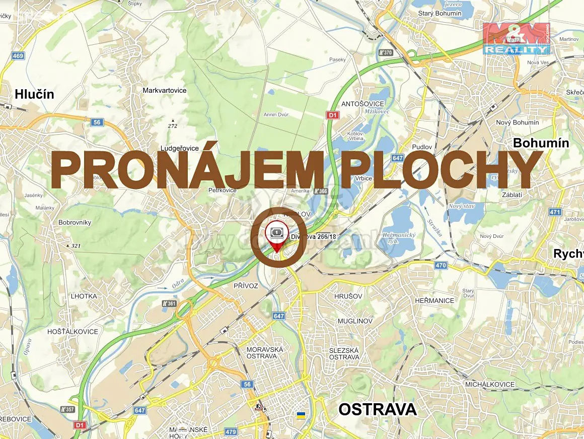 Pronájem  pozemku 2 100 m², Květná, Ostrava - Petřkovice