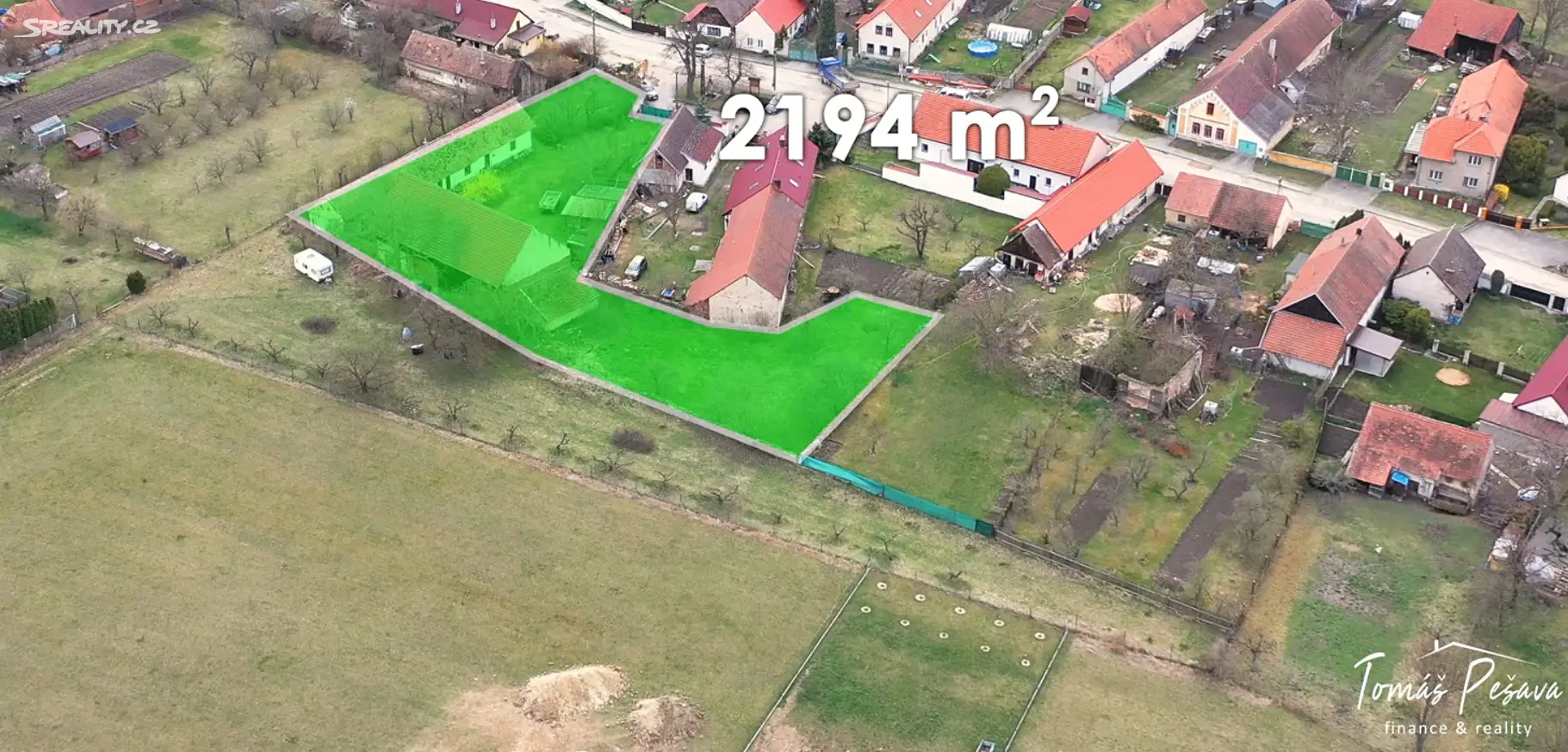 Prodej  stavebního pozemku 2 194 m², Jankovice - Kozašice, okres Pardubice