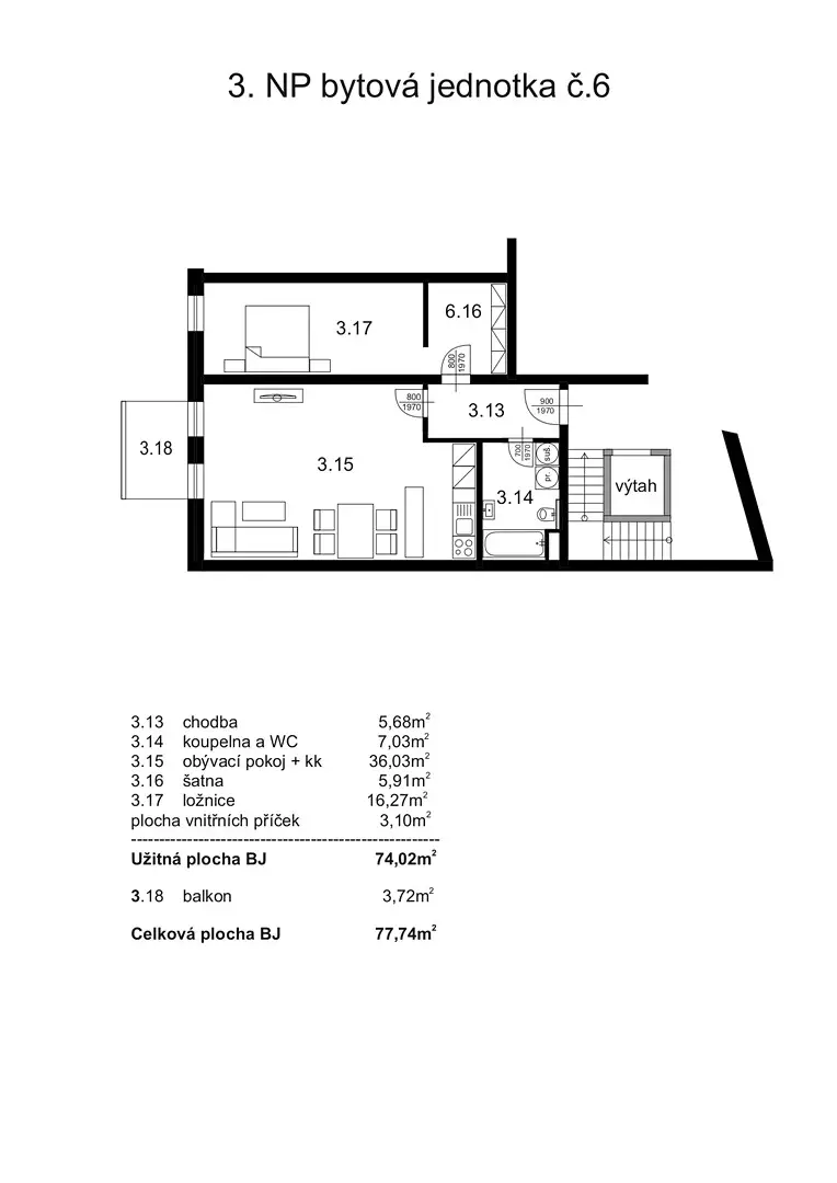 Prodej bytu 2+kk 74 m², Palackého, Prostějov
