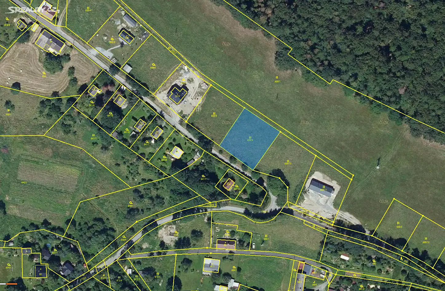 Prodej  stavebního pozemku 1 453 m², Karlovice, okres Bruntál