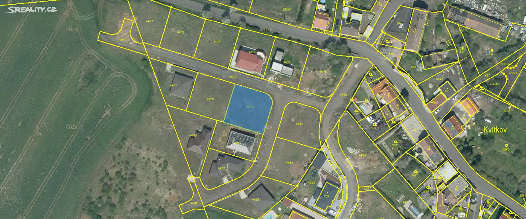 Prodej  stavebního pozemku 793 m², Modlany - Kvítkov, okres Teplice