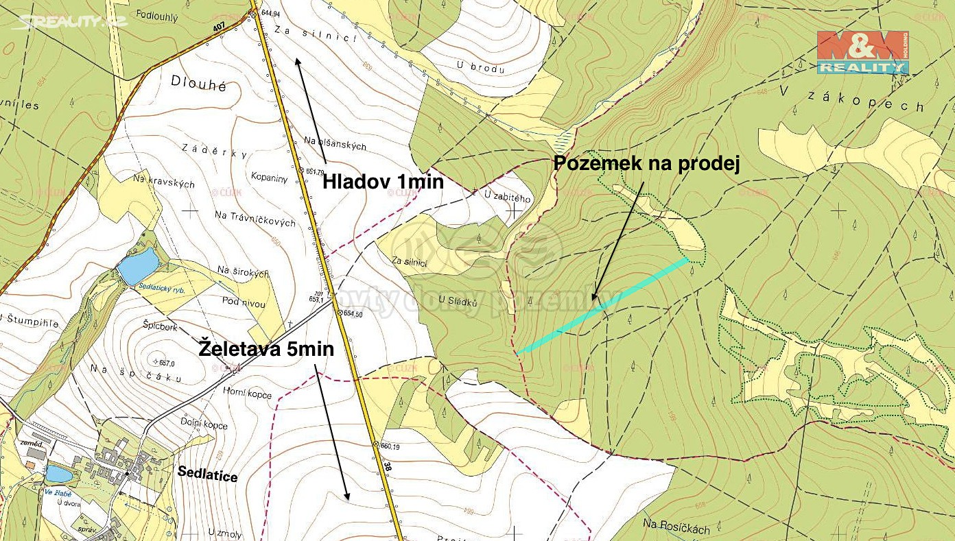 Prodej  lesa 9 531 m², Opatov, okres Třebíč