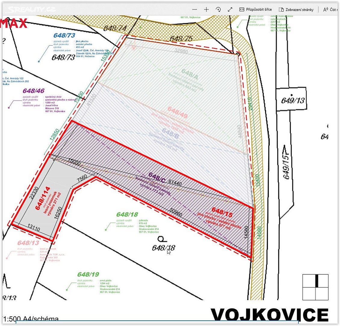 Prodej  zahrady 1 044 m², Vojkovice, okres Brno-venkov