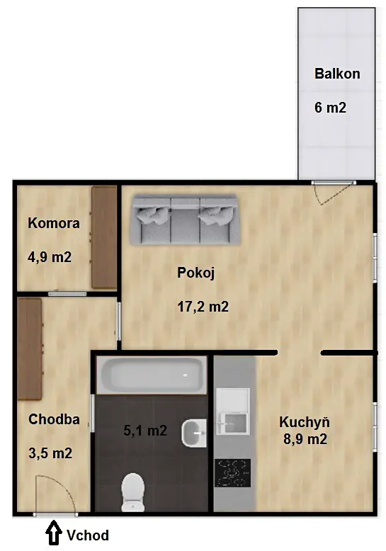 Pronájem bytu 1+1 50 m², K Čínovu, Klatovy - Klatovy IV