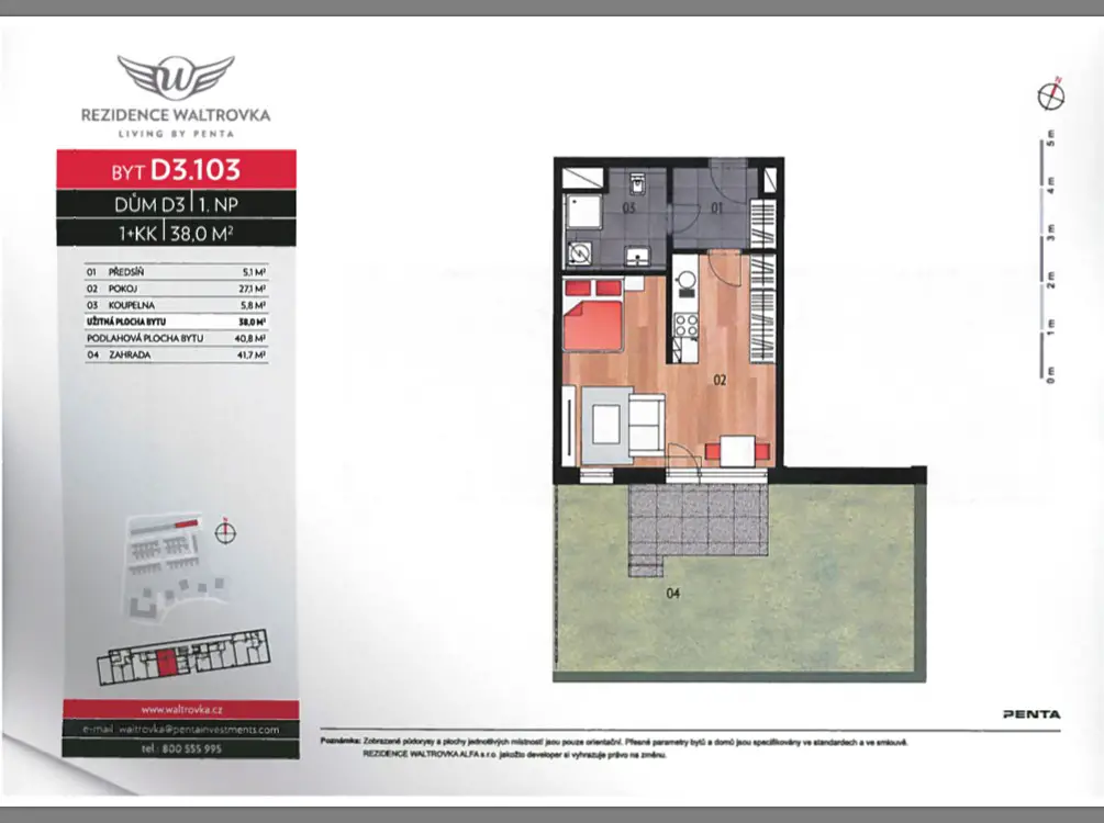 Pronájem bytu 1+1 41 m², Nyklíčkova, Praha 5 - Jinonice