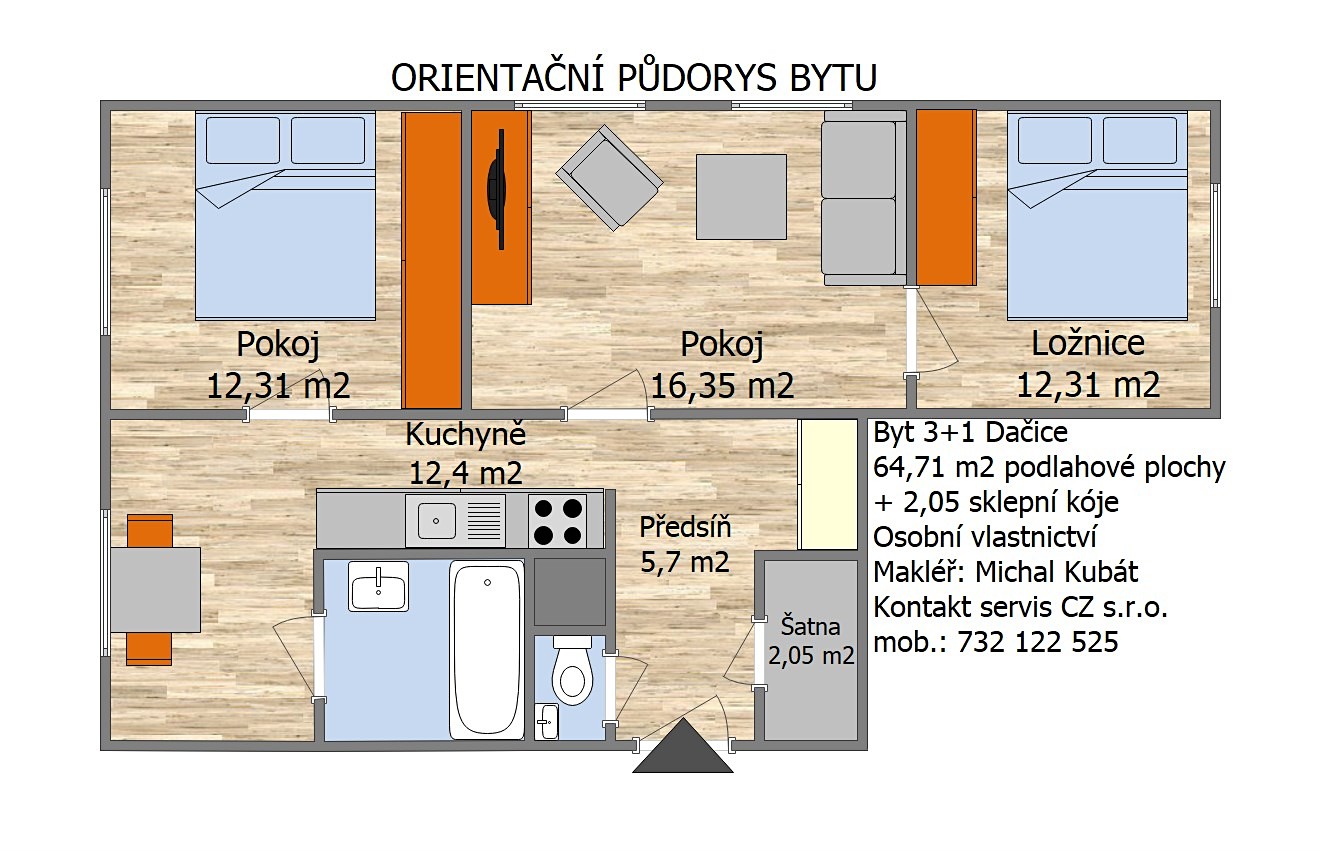 Prodej bytu 3+1 65 m², Máchova, Dačice - Dačice V