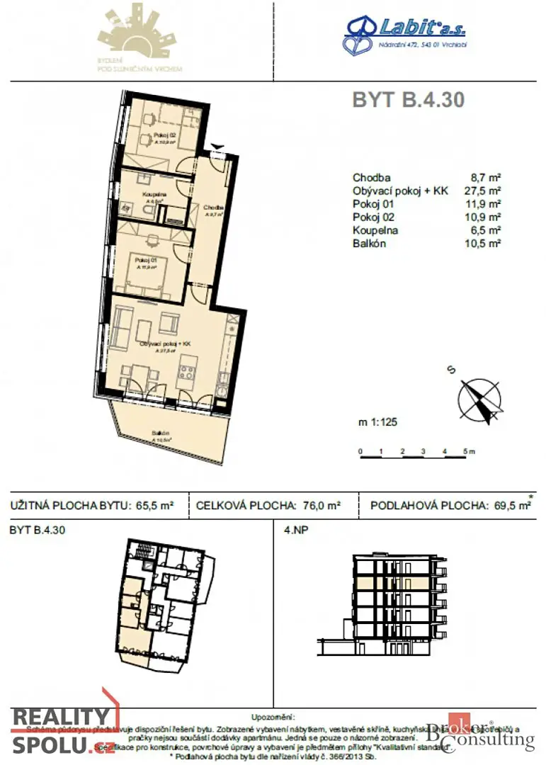 Prodej bytu 3+kk 76 m², Nádražní, Vrchlabí