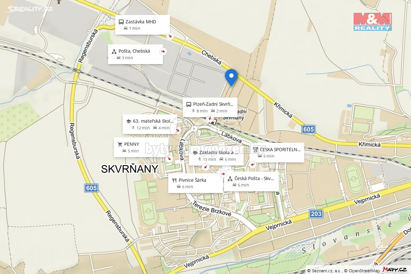 Prodej  stavebního pozemku 332 m², Plzeň - Skvrňany, okres Plzeň-město