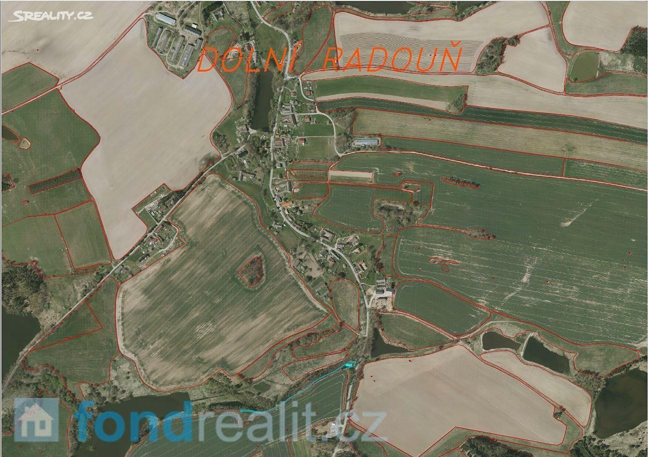 Prodej  pozemku 1 839 m², Jindřichův Hradec - Dolní Radouň, okres Jindřichův Hradec