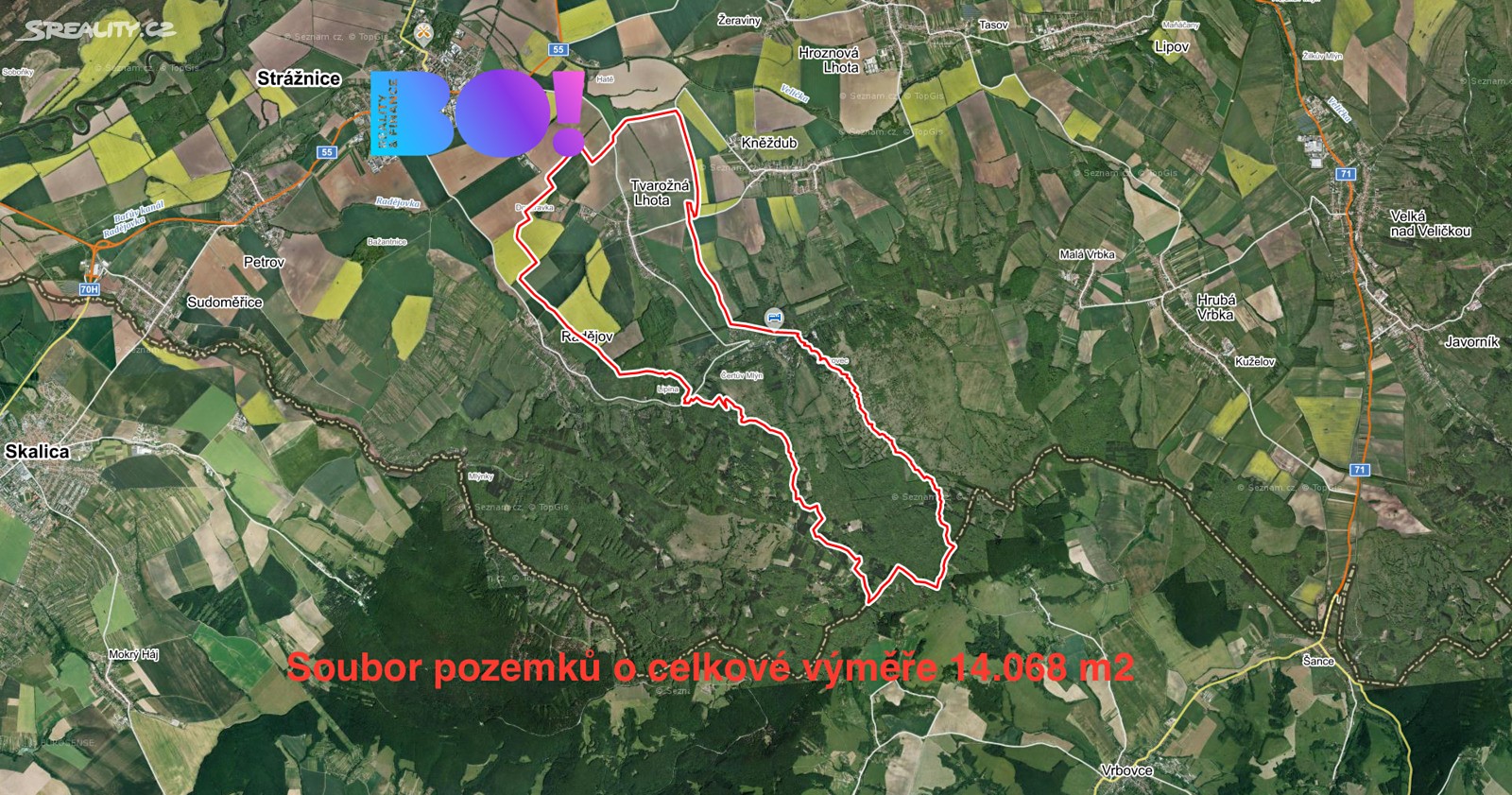 Prodej  pole 14 068 m², Tvarožná Lhota, okres Hodonín