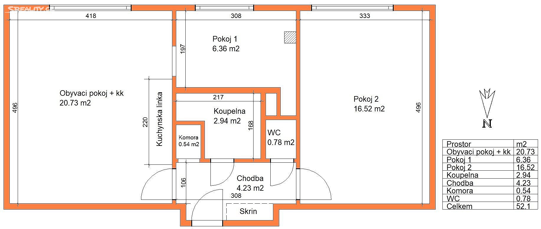 Pronájem bytu 3+kk 54 m², Stavbařů, Pardubice - Polabiny