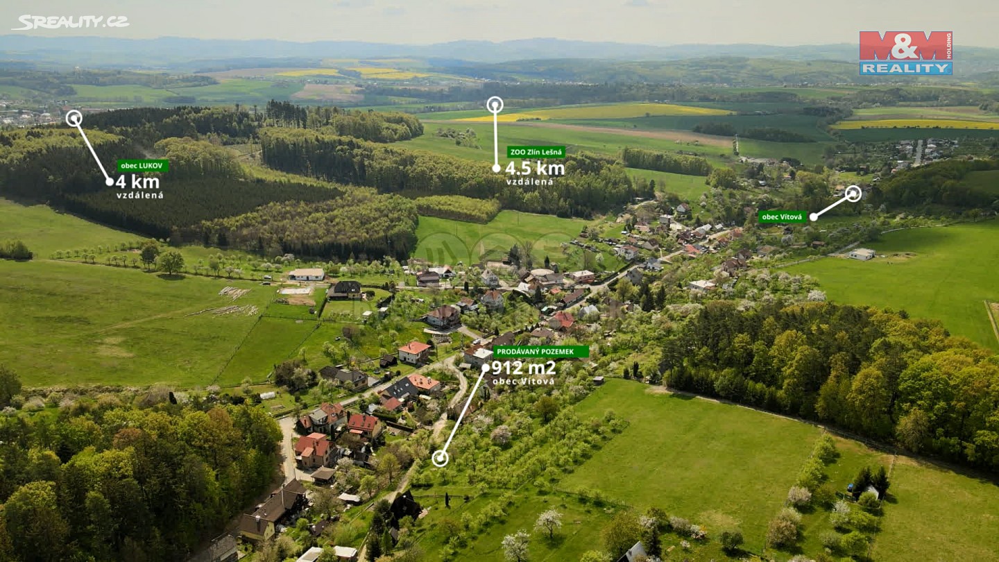Prodej  stavebního pozemku 912 m², Fryšták - Vítová, okres Zlín