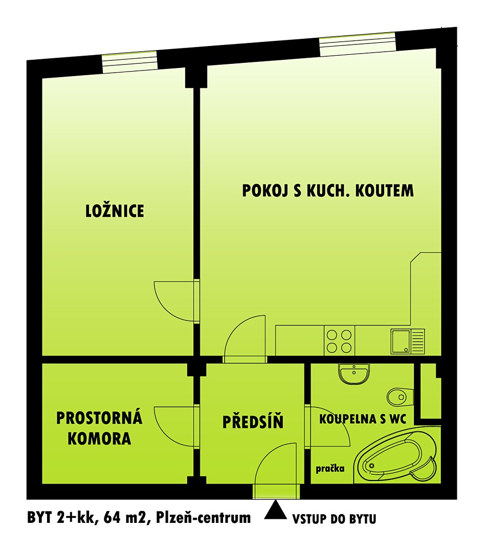 Pronájem bytu 2+kk 64 m², Otýlie Beníškové, Plzeň - Severní Předměstí