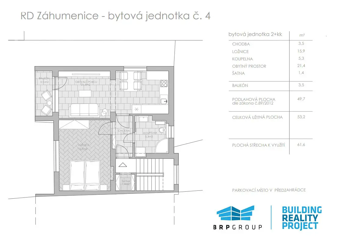 Prodej bytu 2+kk 54 m², Záhumenice, Brno - Horní Heršpice
