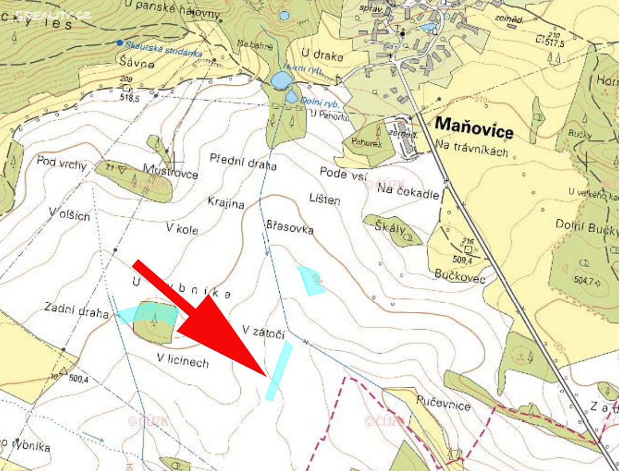 Prodej  pole 2 819 m², Maňovice, okres Klatovy