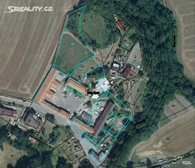 Prodej  zemědělské usedlosti 3 850 m², pozemek 15 449 m², Býčkovice - Velký Újezd, okres Litoměřice