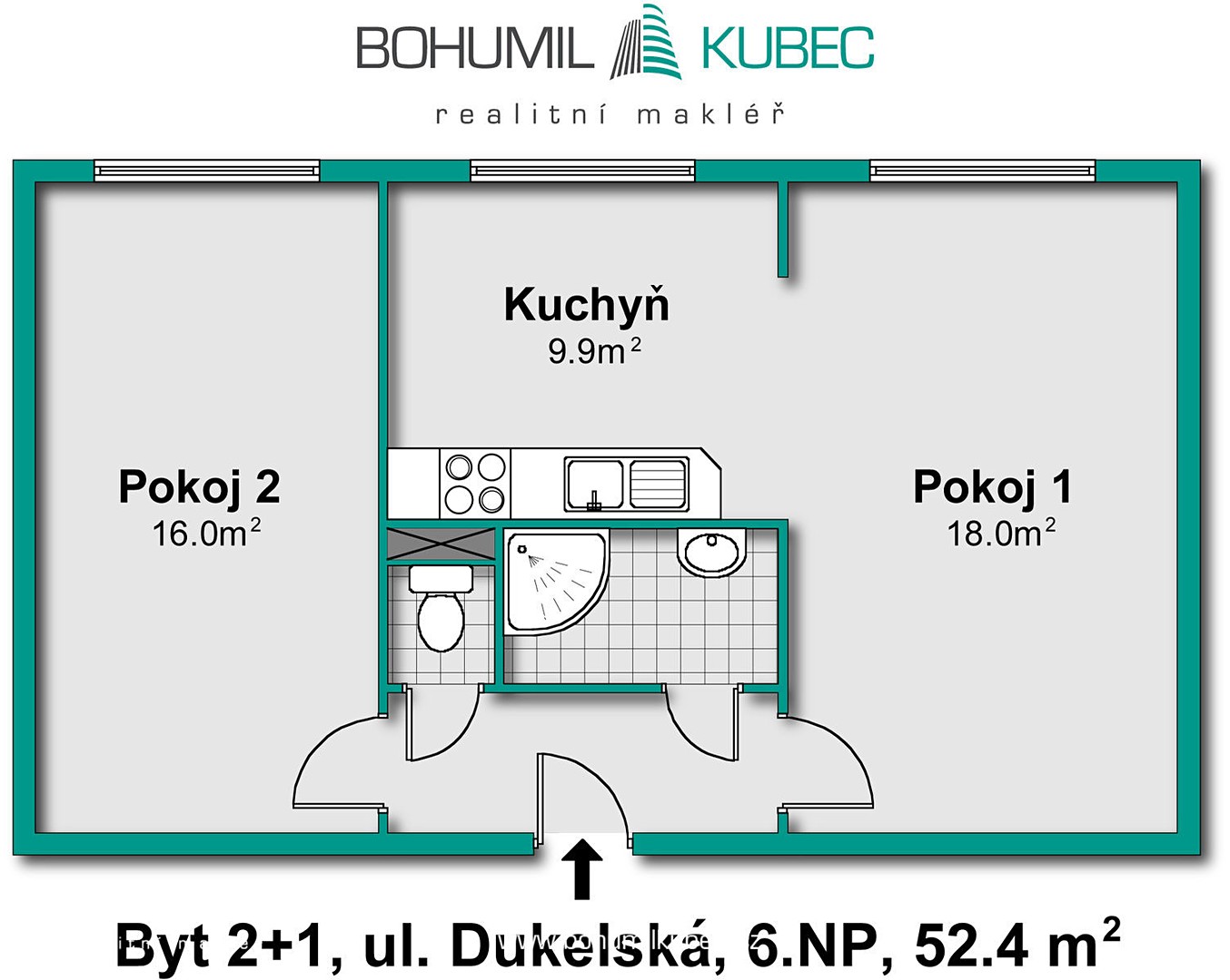 Prodej bytu 2+1 52 m², Dukelská, Sezimovo Ústí