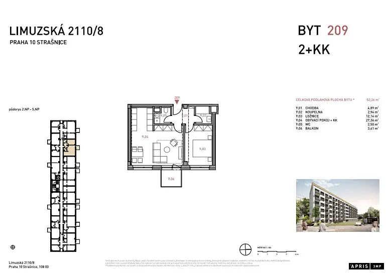 Prodej bytu 2+kk 56 m², Limuzská, Praha 10 - Strašnice