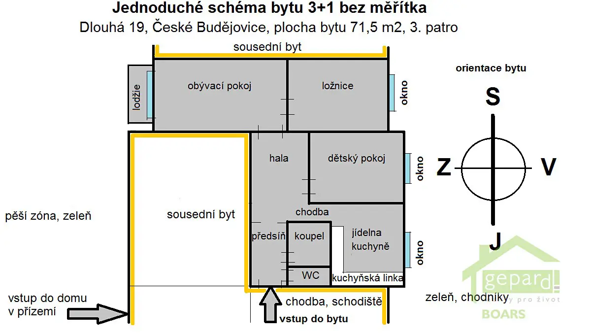Prodej bytu 3+1 70 m², Dlouhá, České Budějovice - České Budějovice 2