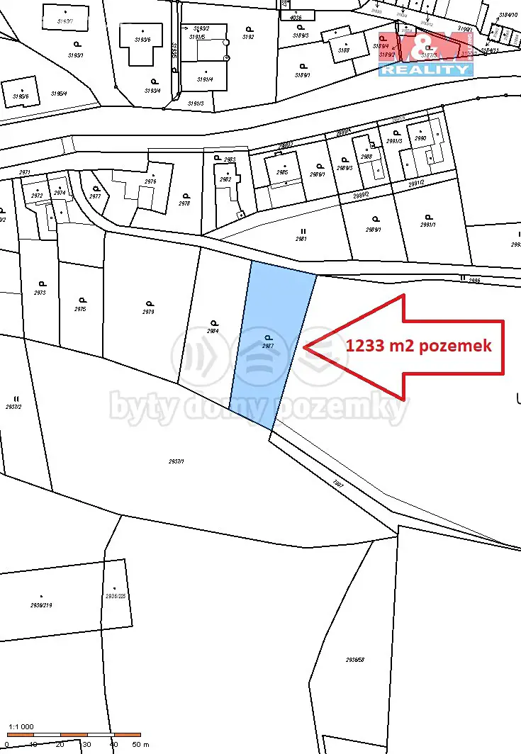 Prodej  stavebního pozemku 1 233 m², Moravská Třebová - Udánky, okres Svitavy