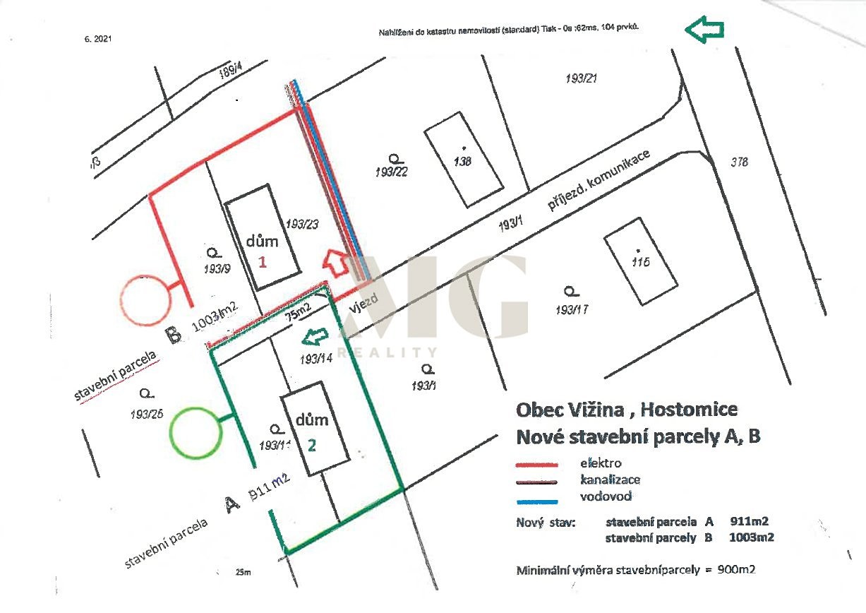 Prodej  stavebního pozemku 1 003 m², Vižina, okres Beroun