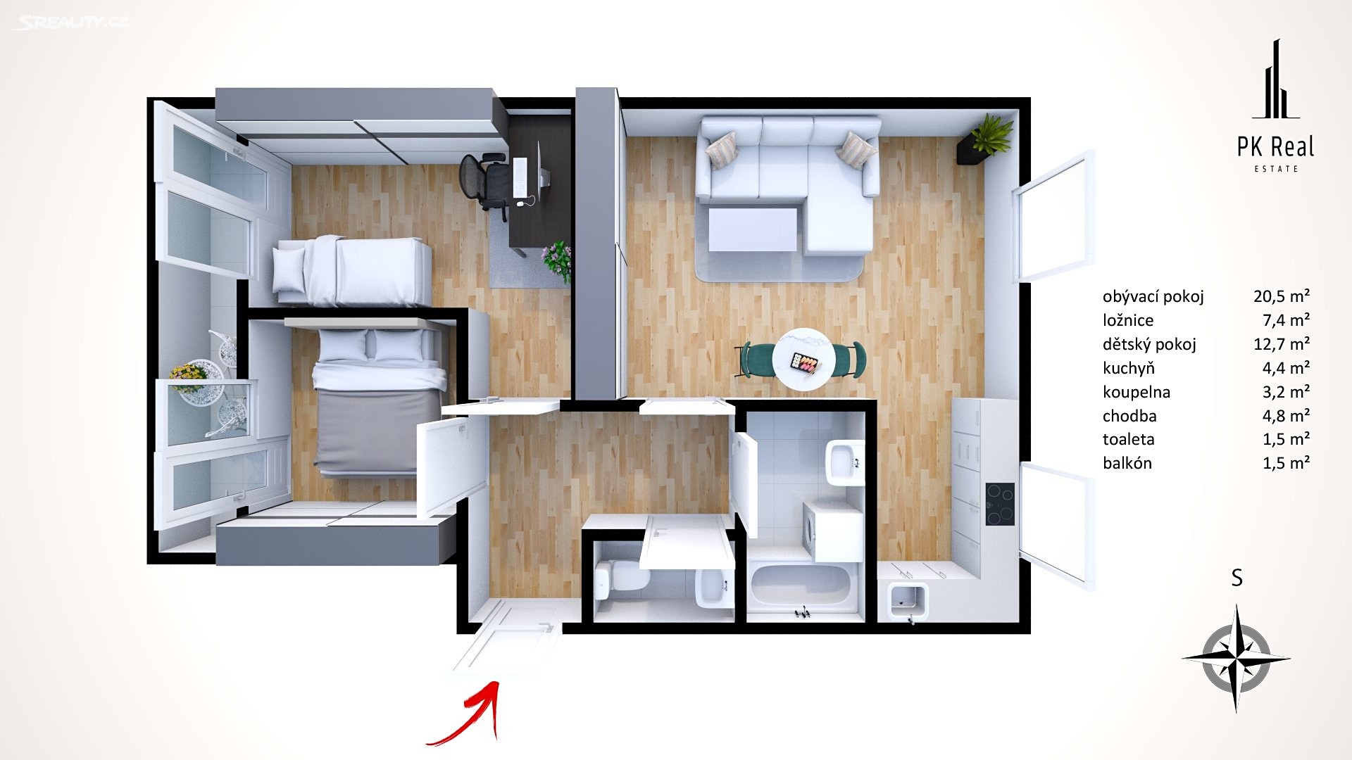 Prodej bytu 3+kk 65 m², Rozprýmova, Újezd u Brna