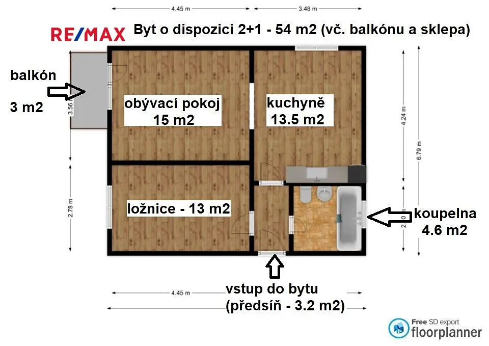 Pronájem bytu 2+1 54 m², Havířská, Ústí nad Labem - Všebořice