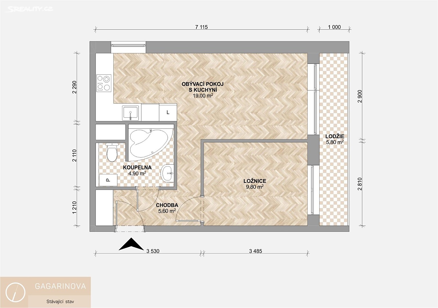 Pronájem bytu 2+kk 41 m², Gagarinova, Slaný