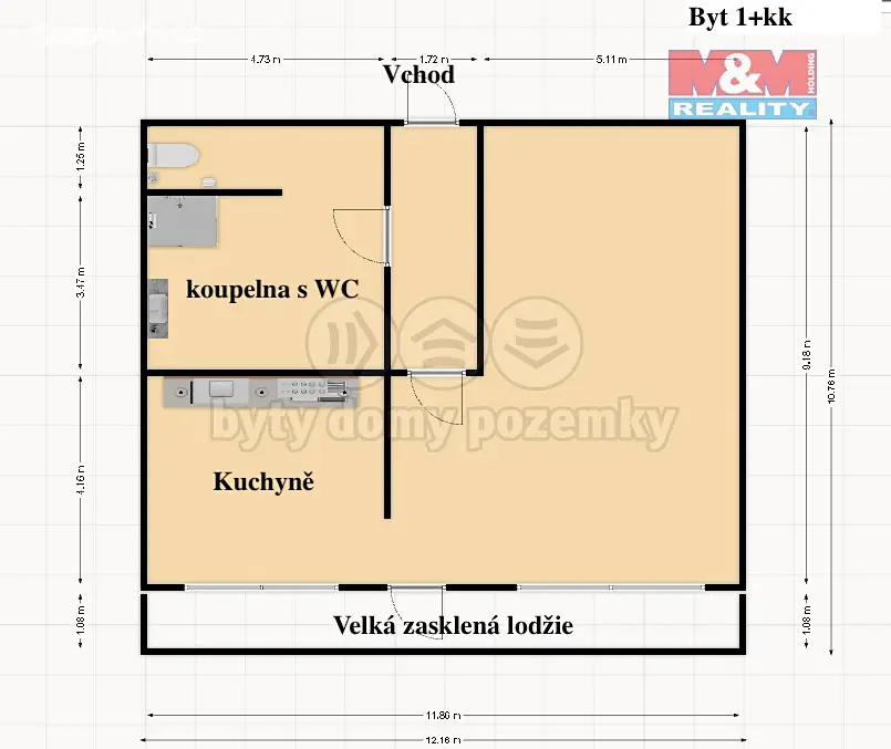 Prodej bytu 1+kk 38 m², Bělehradská, Pardubice - Polabiny