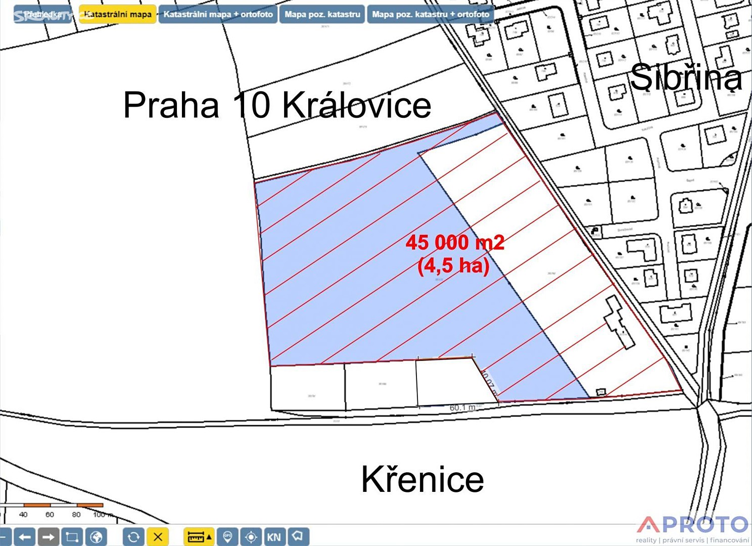 Prodej  zahrady 45 000 m², Křenice, okres Praha-východ