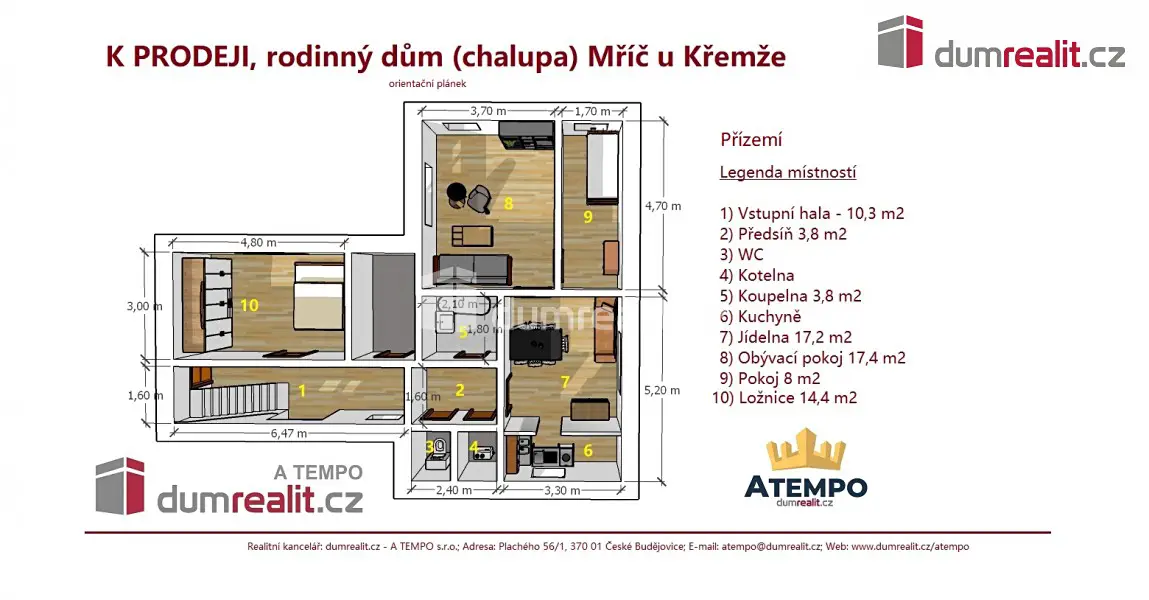 Prodej  rodinného domu 94 m², pozemek 481 m², Křemže - Mříč, okres Český Krumlov