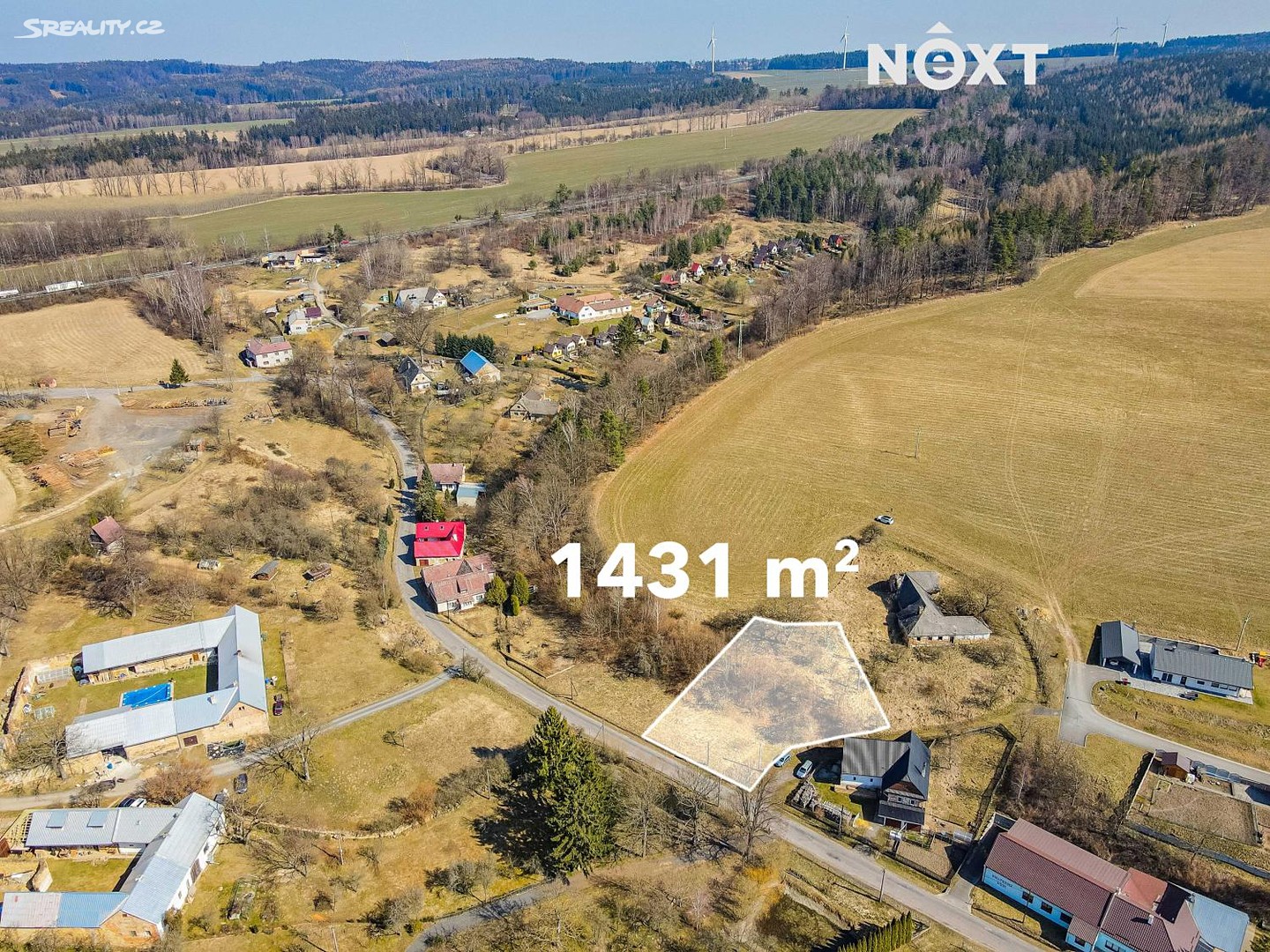 Prodej  stavebního pozemku 1 431 m², Gruna, okres Svitavy