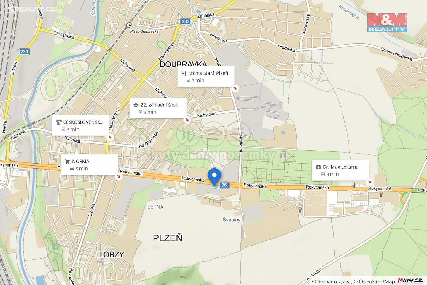 Pronájem  stavebního pozemku 807 m², Plzeň - Plzeň 4, okres Plzeň-město