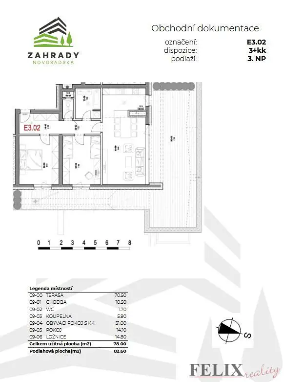 Prodej bytu 3+kk 78 m², Střední Novosadská, Olomouc - Nové Sady