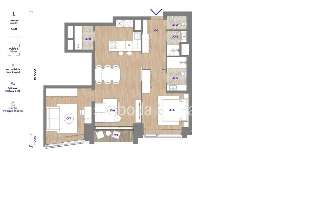 Pronájem bytu 3+kk 80 m², Sokolovská, Praha 8 - Karlín