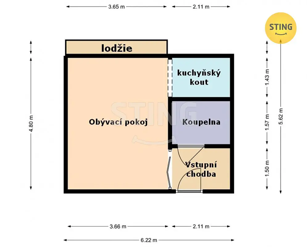 Prodej bytu 1+kk 31 m², Družby, Pardubice - Polabiny