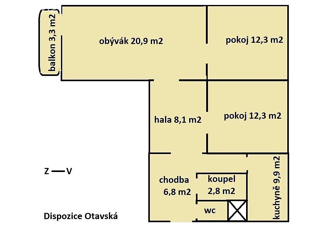 Prodej bytu 3+1 77 m², České Budějovice - České Budějovice 2, okres České Budějovice
