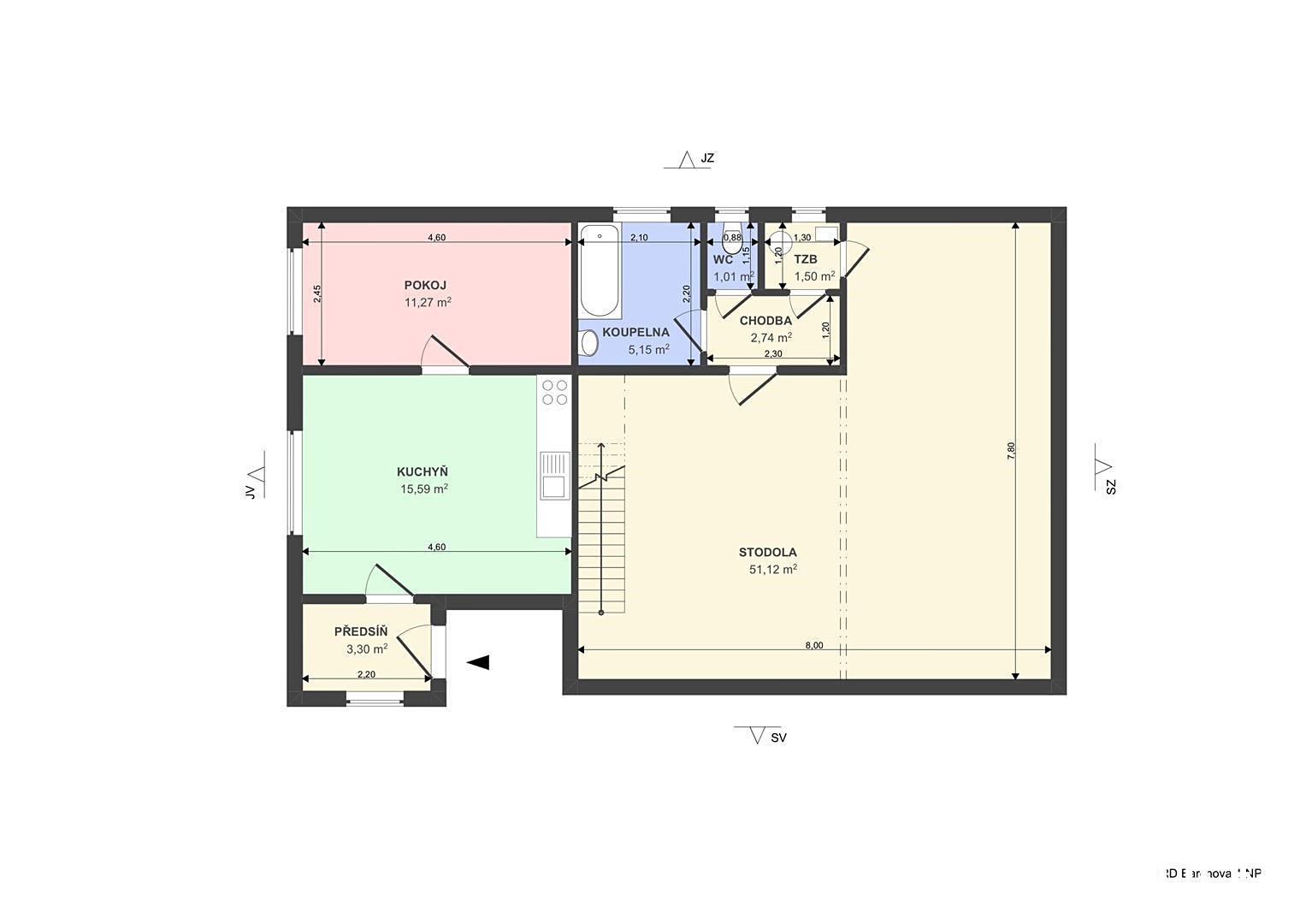 Prodej  rodinného domu 63 m², pozemek 432 m², Barchov, okres Hradec Králové