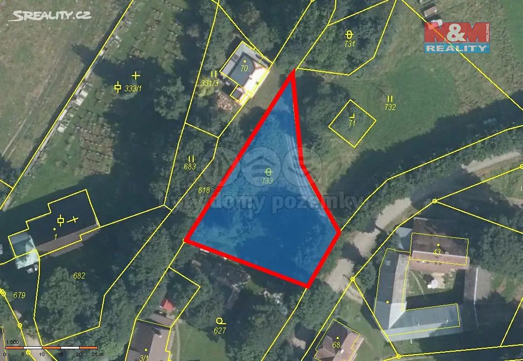 Prodej  stavebního pozemku 1 078 m², Kraslice - Kostelní, okres Sokolov