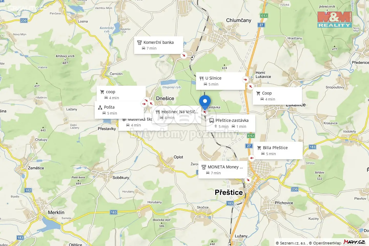 Prodej  stavebního pozemku 1 012 m², Přeštice - Zastávka, okres Plzeň-jih