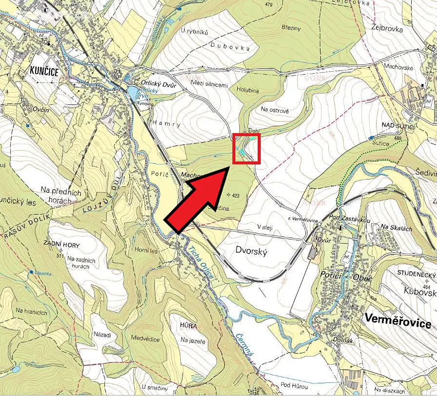 Prodej  lesa 1 931 m², Letohrad - Orlice, okres Ústí nad Orlicí